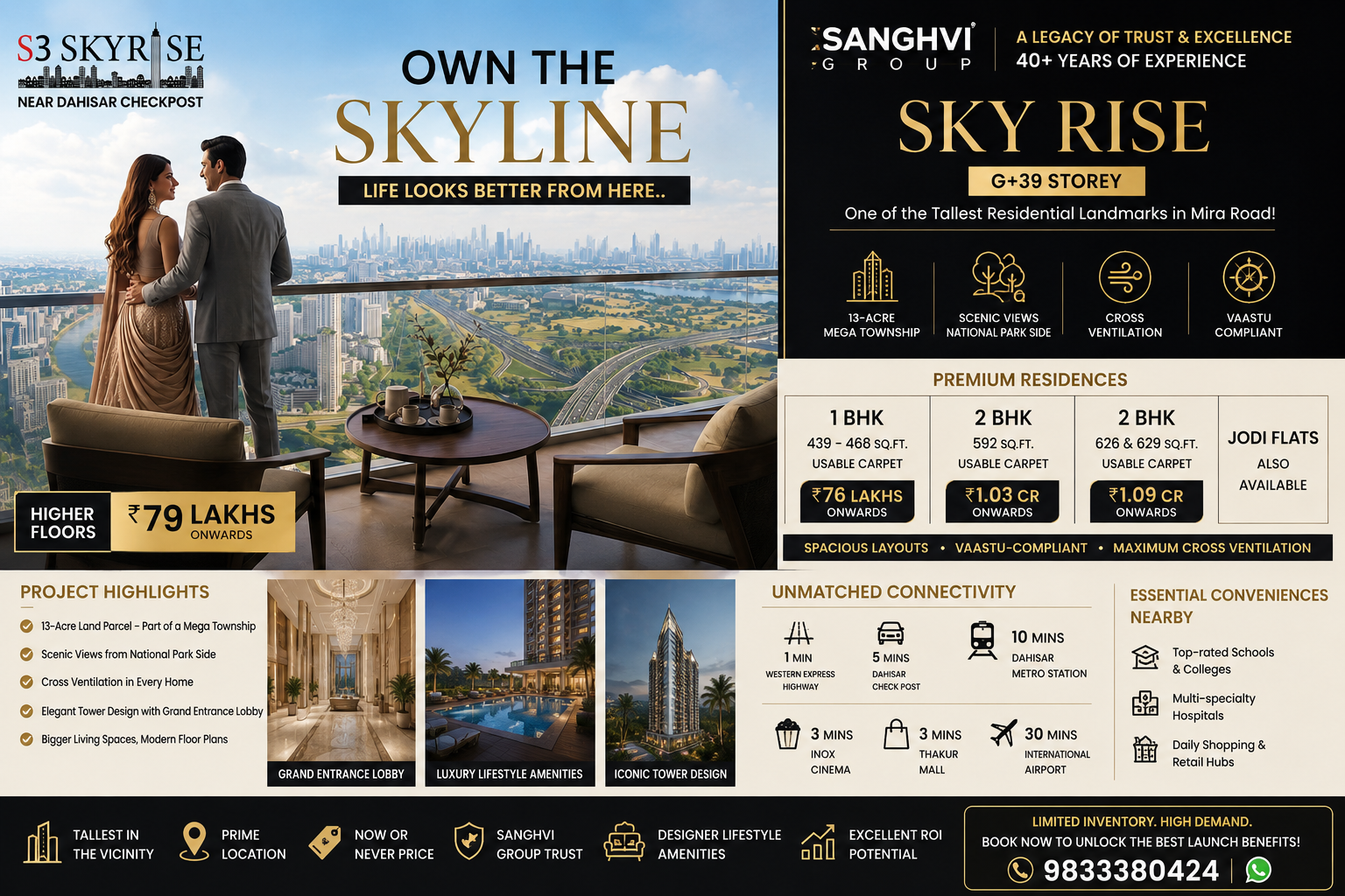 1 BHK Sky Rise by Sanghvi Group in Near Dahisar Checkpost, Mira Road